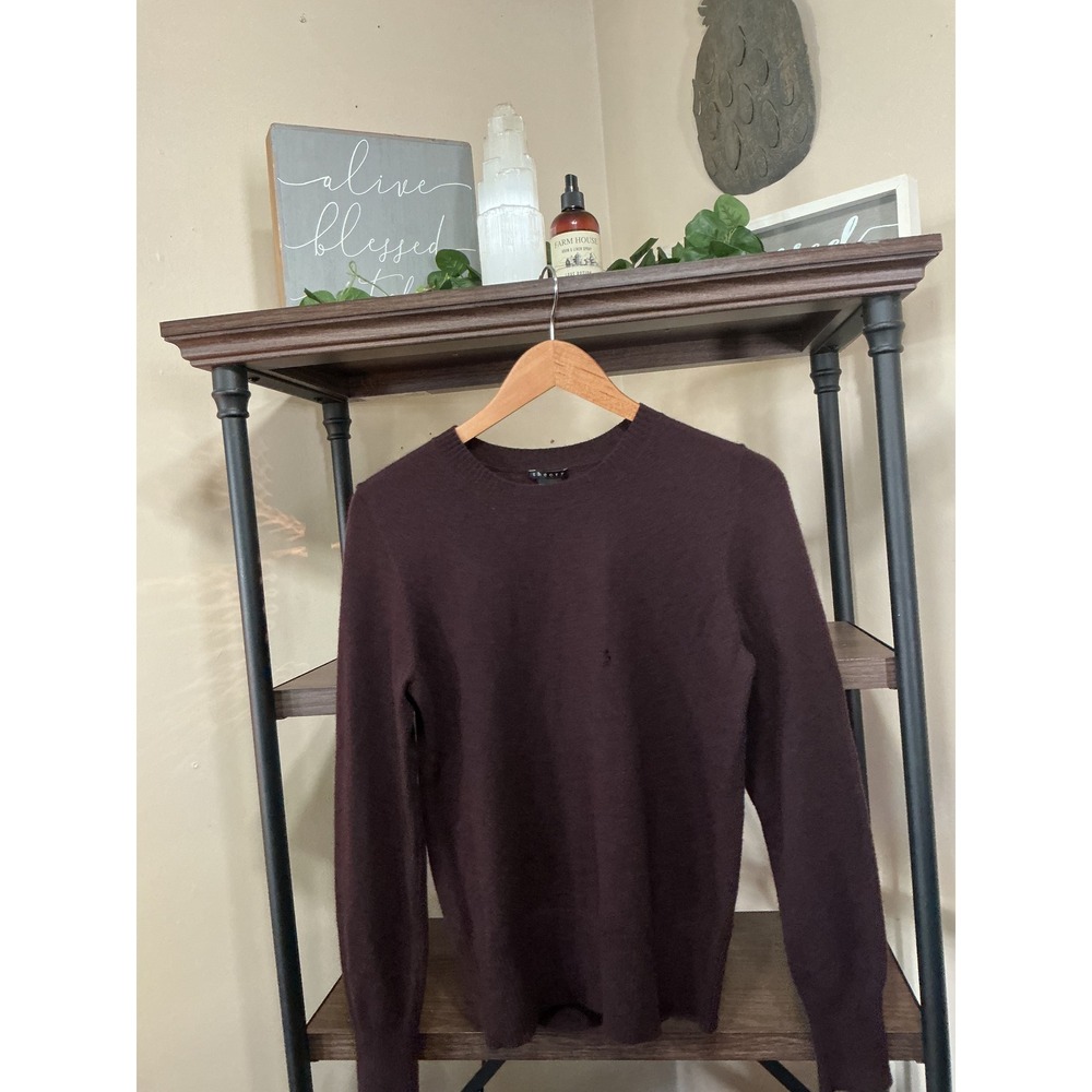 Theory 100% Cashmere Crewneck Sweater Plum Burgundy Large 4088703R